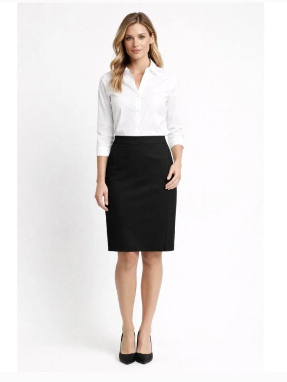 J. Crew Black Wool Blend Knee Length Pencil Skirt 2